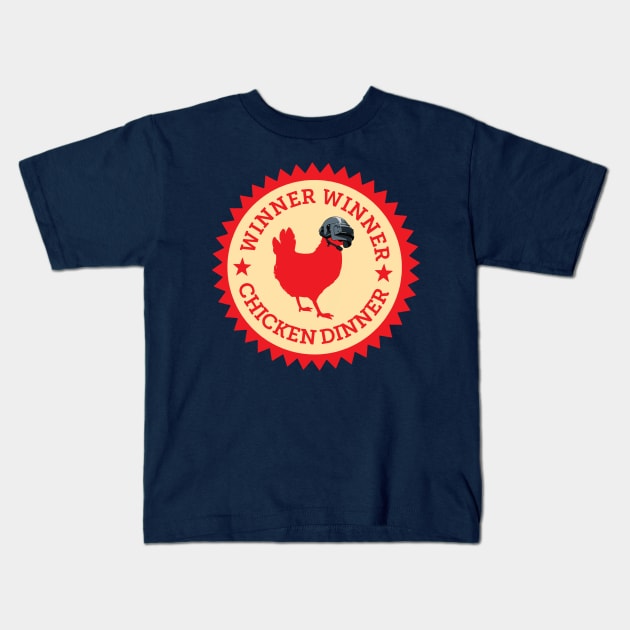 Winner Winner Chicken Dinner - Chicken Helment Stamp Kids T-Shirt by mymainmandeebo